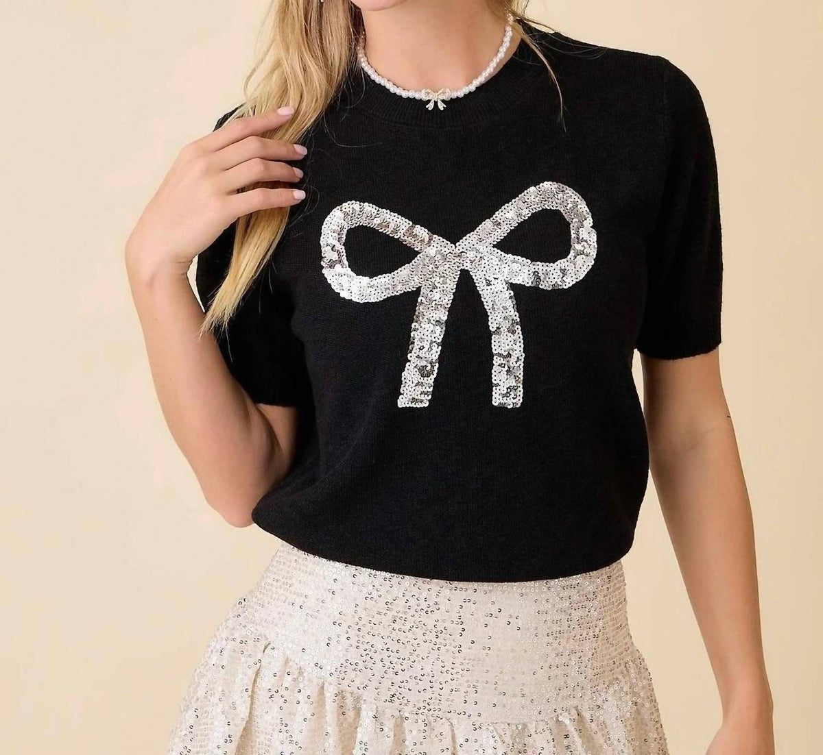 Main Strip - Bow Sequin Top