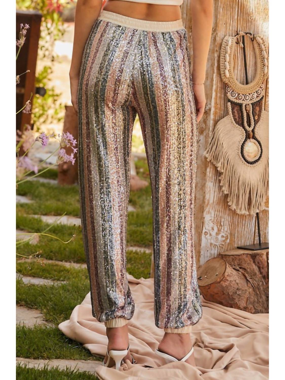 Main Strip - Sequin Striped Pant