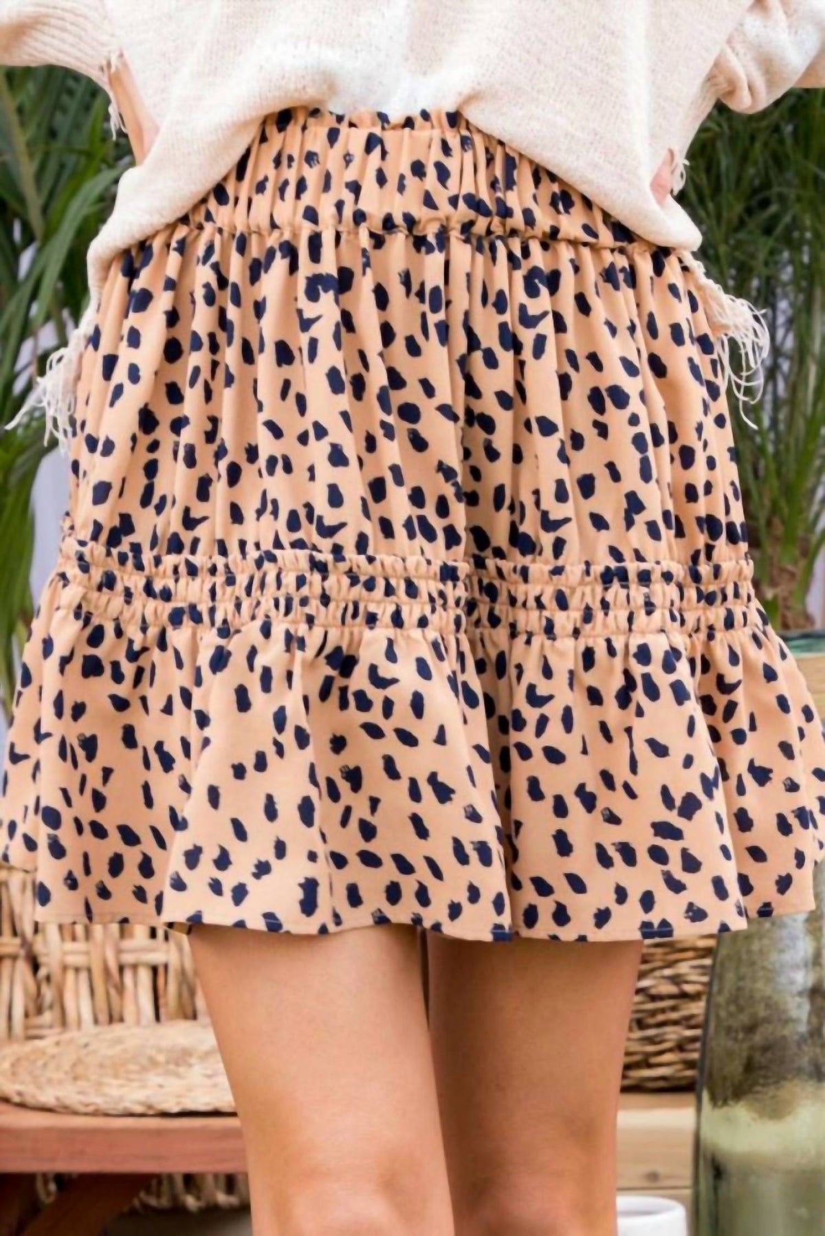 Main Strip - Tiered Leopard Mini Skirt