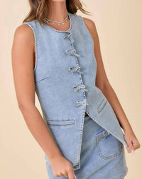 Main Strip - Women's Bow Denim Vest