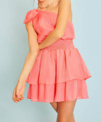 Mainstrip - One Shoulder Big Bow Mini Dress