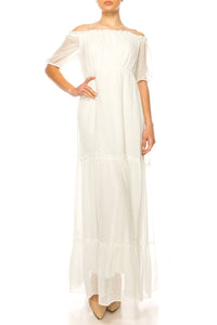 Maison Tara - Short Sleeve Tiered Maxi Dress