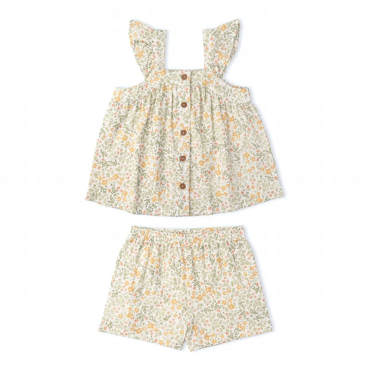 Makemake Organics - Girl's Organic Flutter Top & Shorts Set
