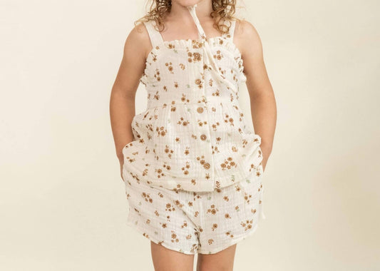 Makemake Organics - Peplum Top And Shorts Set - beige - cotton - 