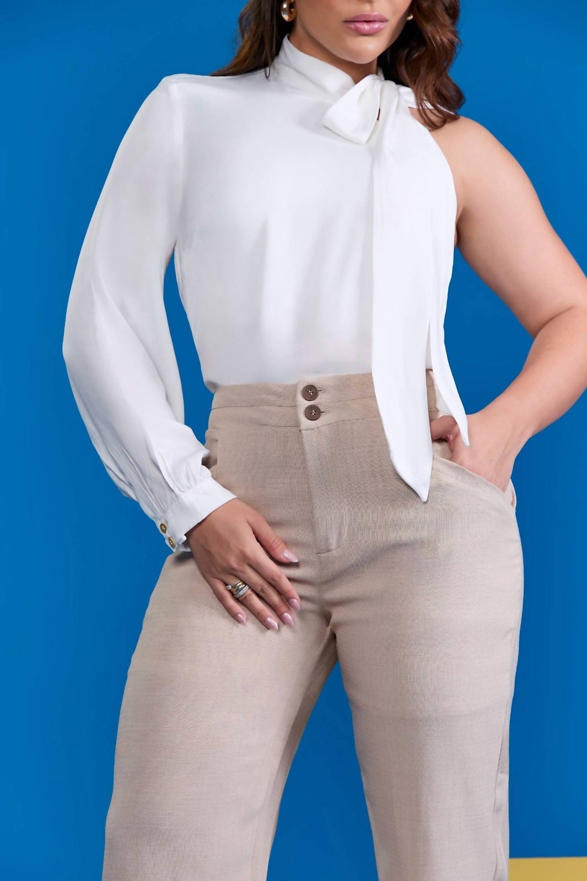 Mara By Top London - One-shoulder Tie Blouse