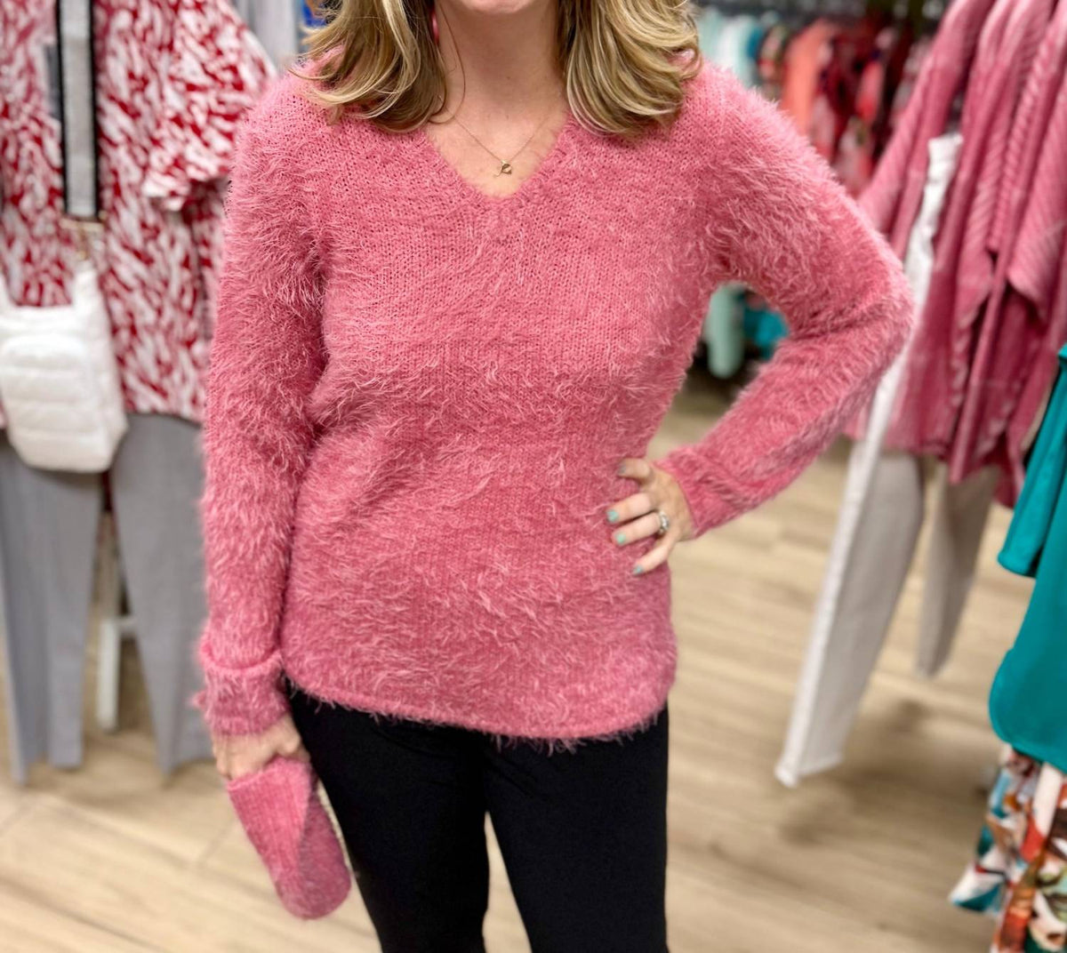 Marble - Fuzzy Removable Neck Sweater