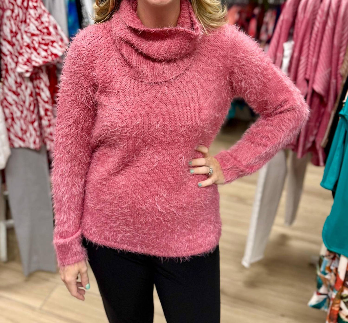Marble - Fuzzy Removable Neck Sweater