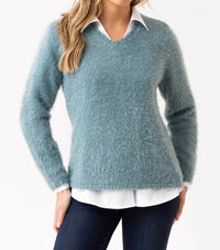 Marble - Fuzzy Removable Neck Sweater