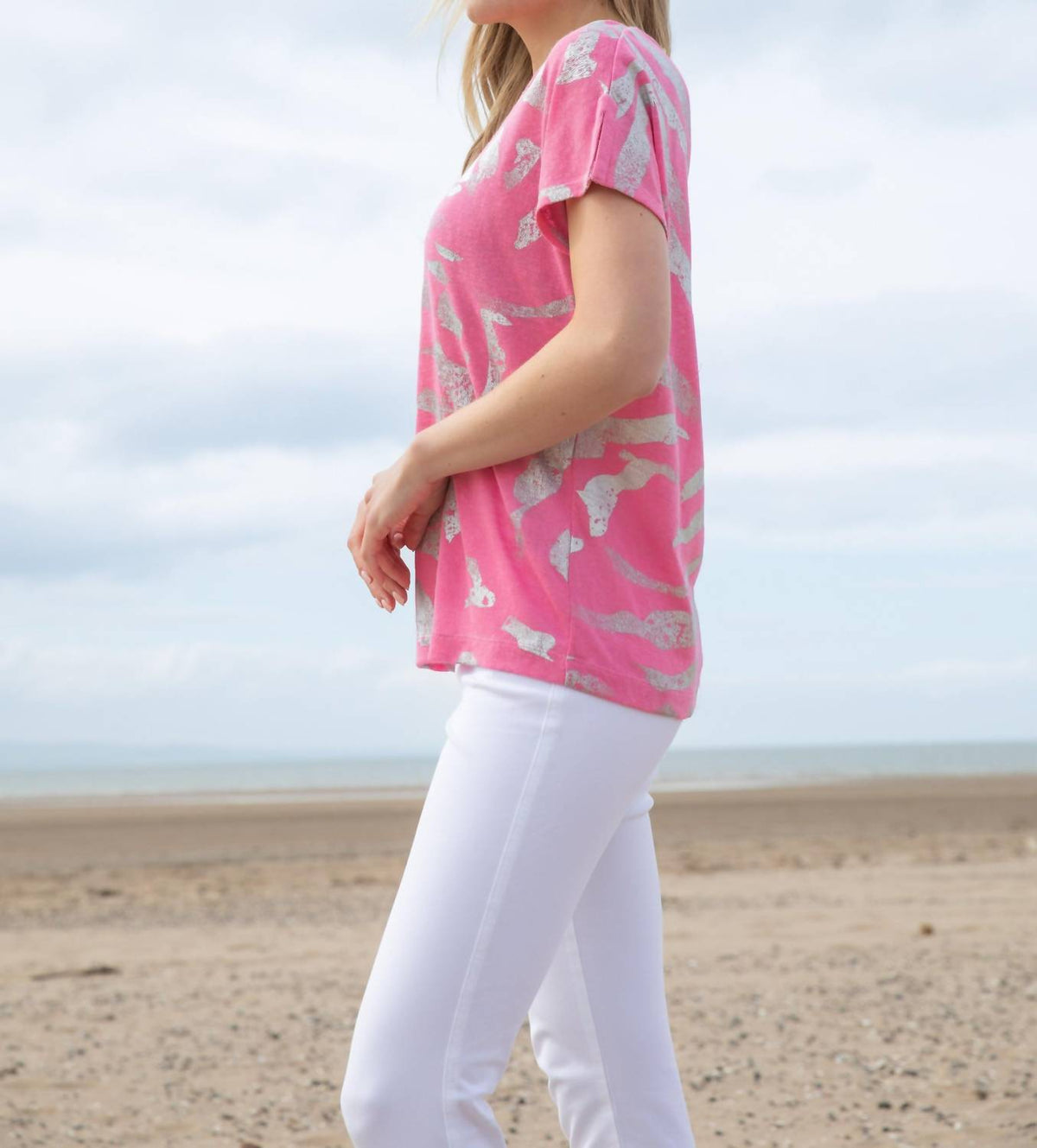 Marble - V-neck Foil Print Top