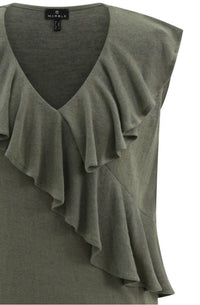 Marble - Women's V-neck Ruffle Top