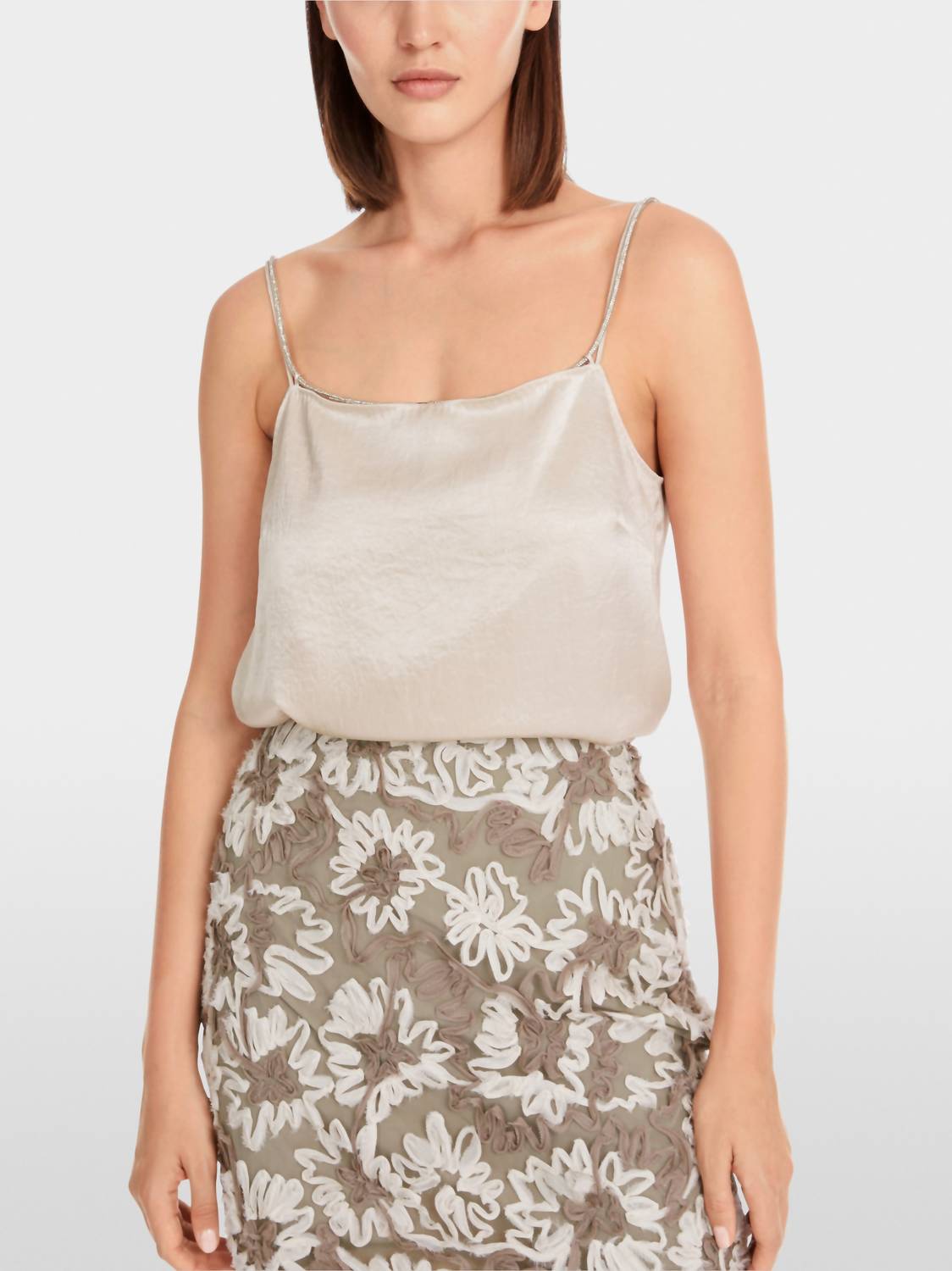 Marc Cain - Cami Top With Rhinestone Strap - beige - camisoles - clothing