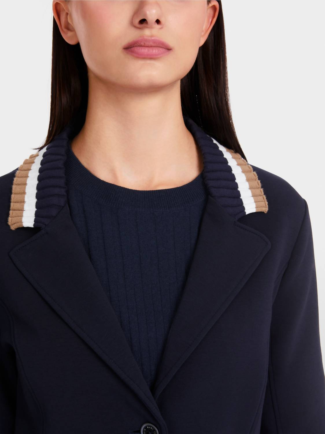 Marc Cain - Fitted Jersey Blazer - blazers - blue - clothing