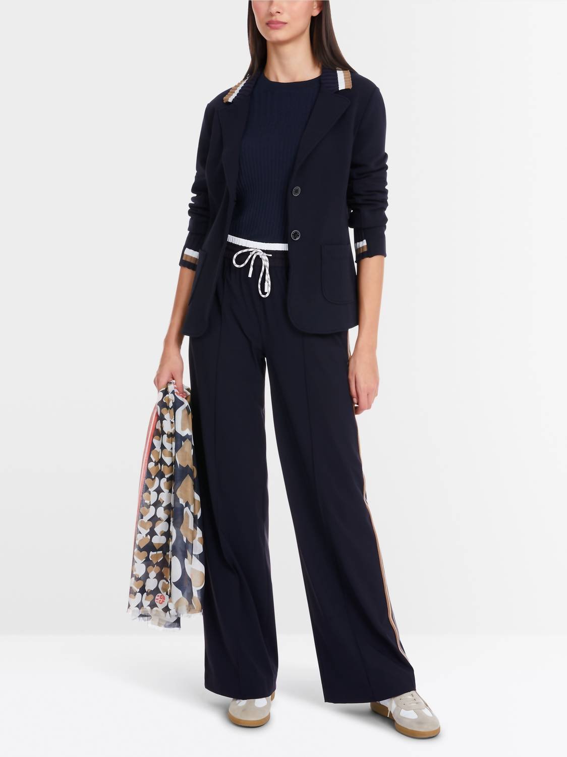 Marc Cain - Fitted Jersey Blazer - blazers - blue - clothing