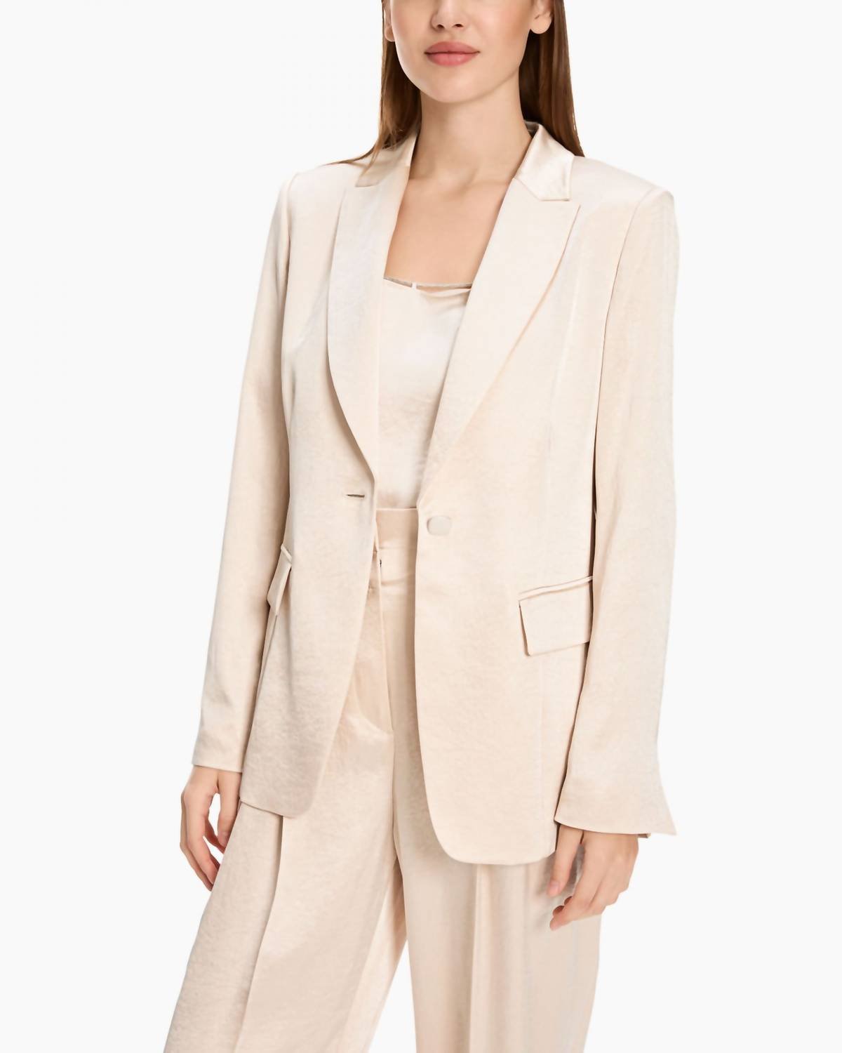 Marc Cain - Hammered Satin Blazer Jacket - beige - blazers - clothing