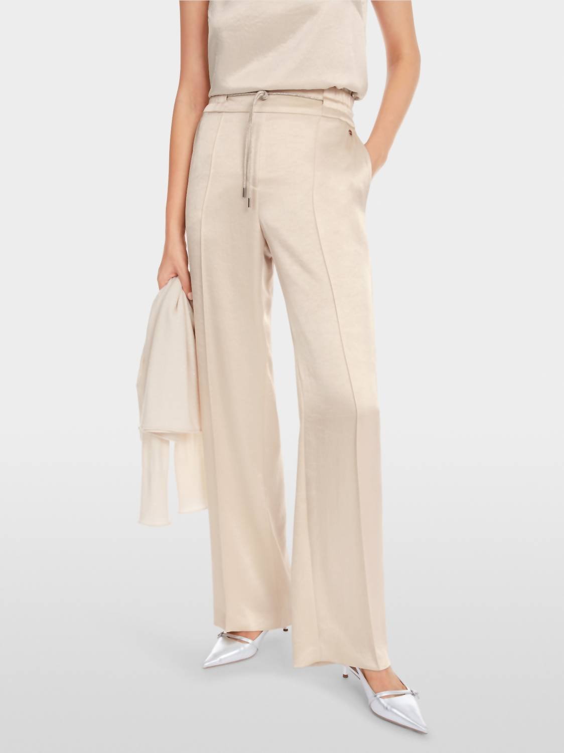 Marc Cain - Trousers With Fine Shimmer - beige - clothing - pants