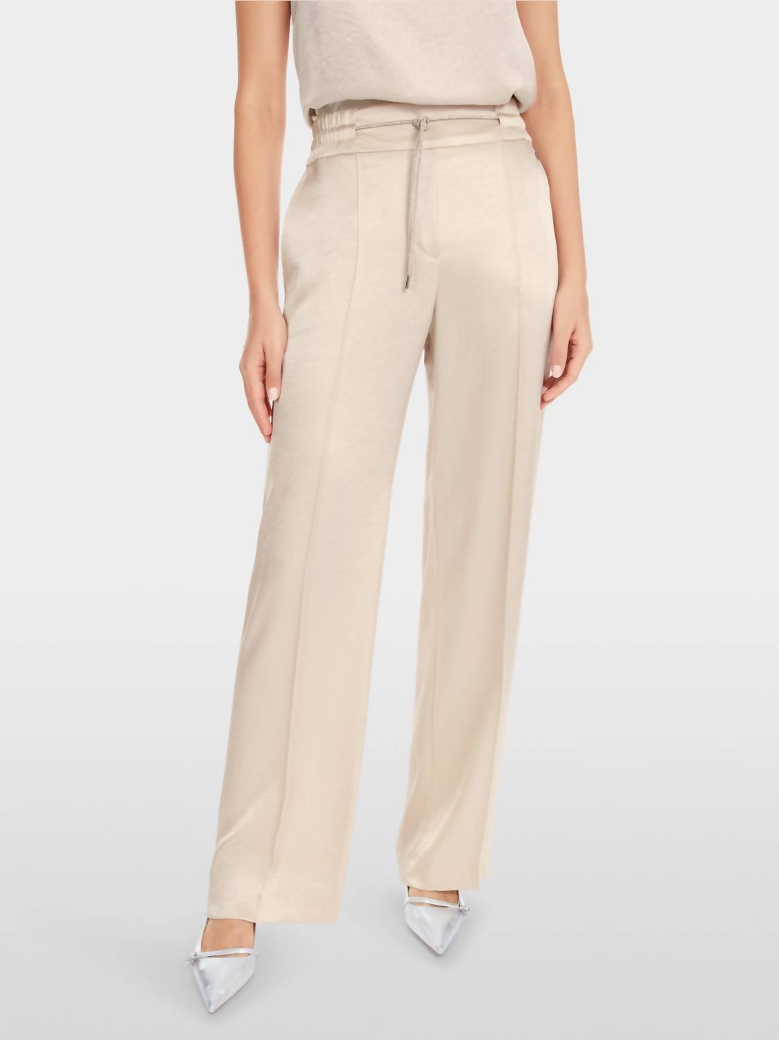 Marc Cain - Trousers With Fine Shimmer - beige - clothing - pants