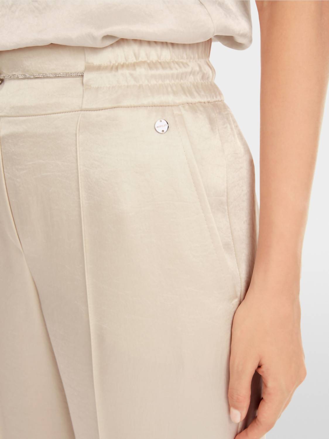 Marc Cain - Trousers With Fine Shimmer - beige - clothing - pants