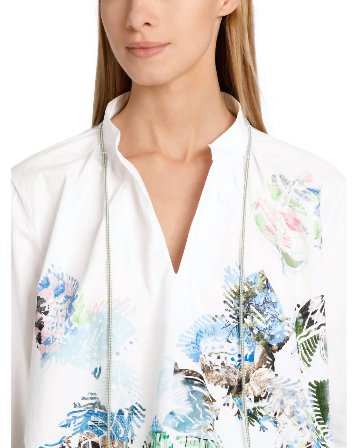 Marc Cain - V-neck Beaded Print Blouse