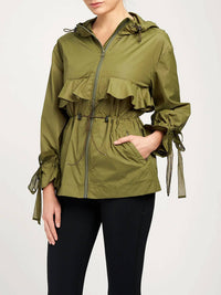 Marchesa Athleisure - Mecoly Hooded Ruffle Rain Jacket