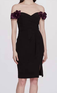 OFF SHOULDER DRAPED COCKTAIL DRESS