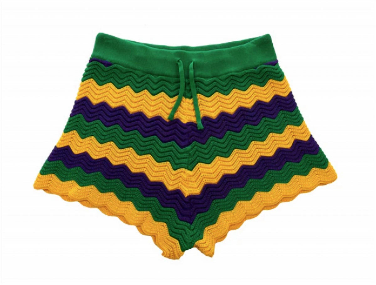 Mardi Gras Creations - Crochet Drawstring Shorts