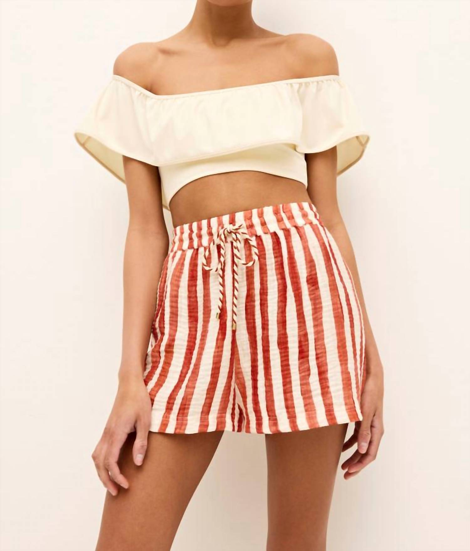 Marie Oliver - Ana Tierra Stripe Shorts - clothing - high - waist - rayon