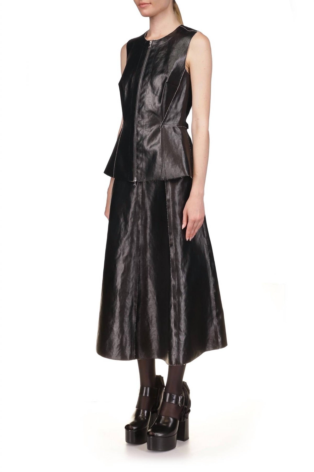 Marina Moscone - Coated Canvas Sleeveless Top