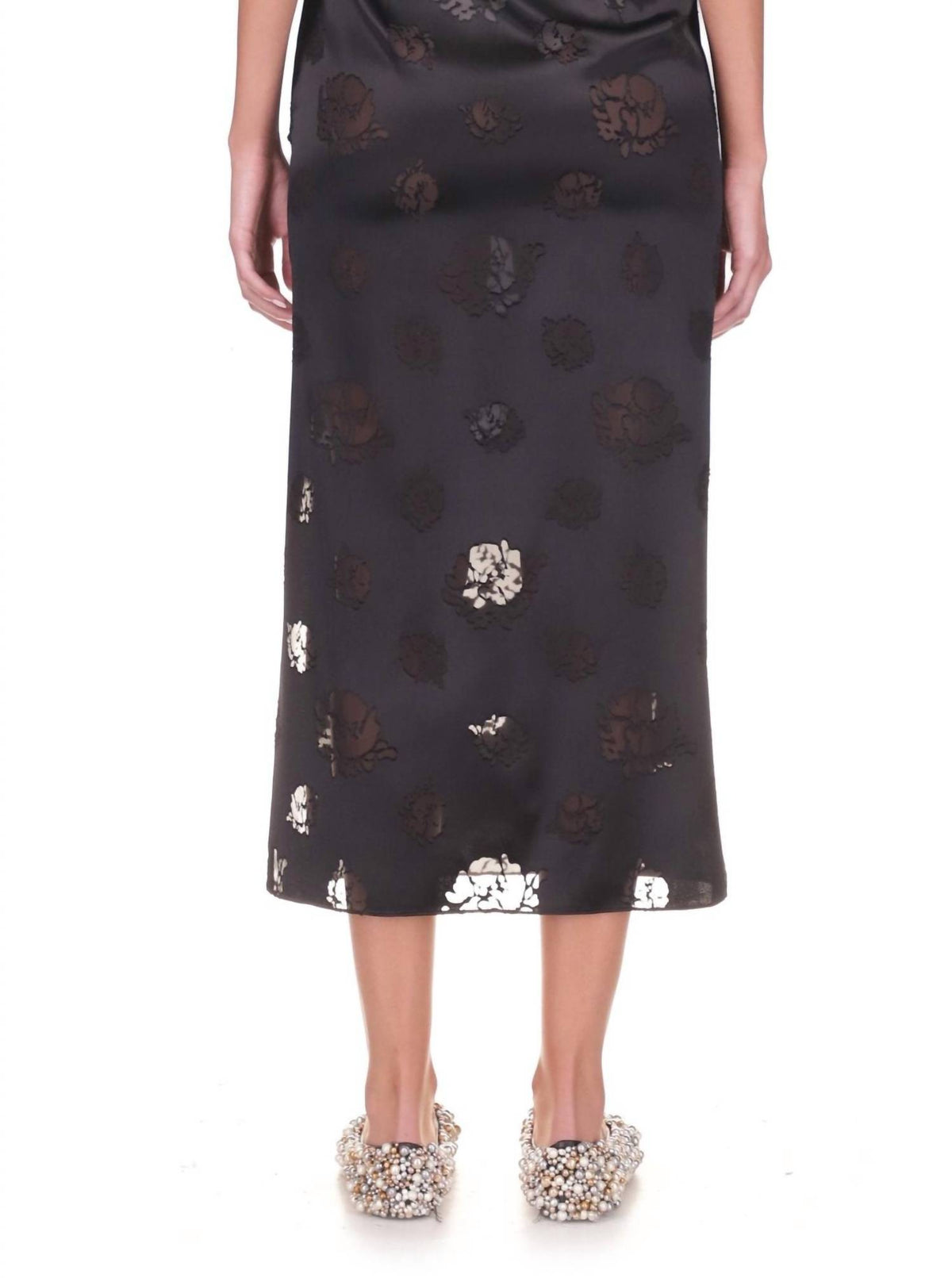 Marina Moscone - Floral Devoré Midi Skirt