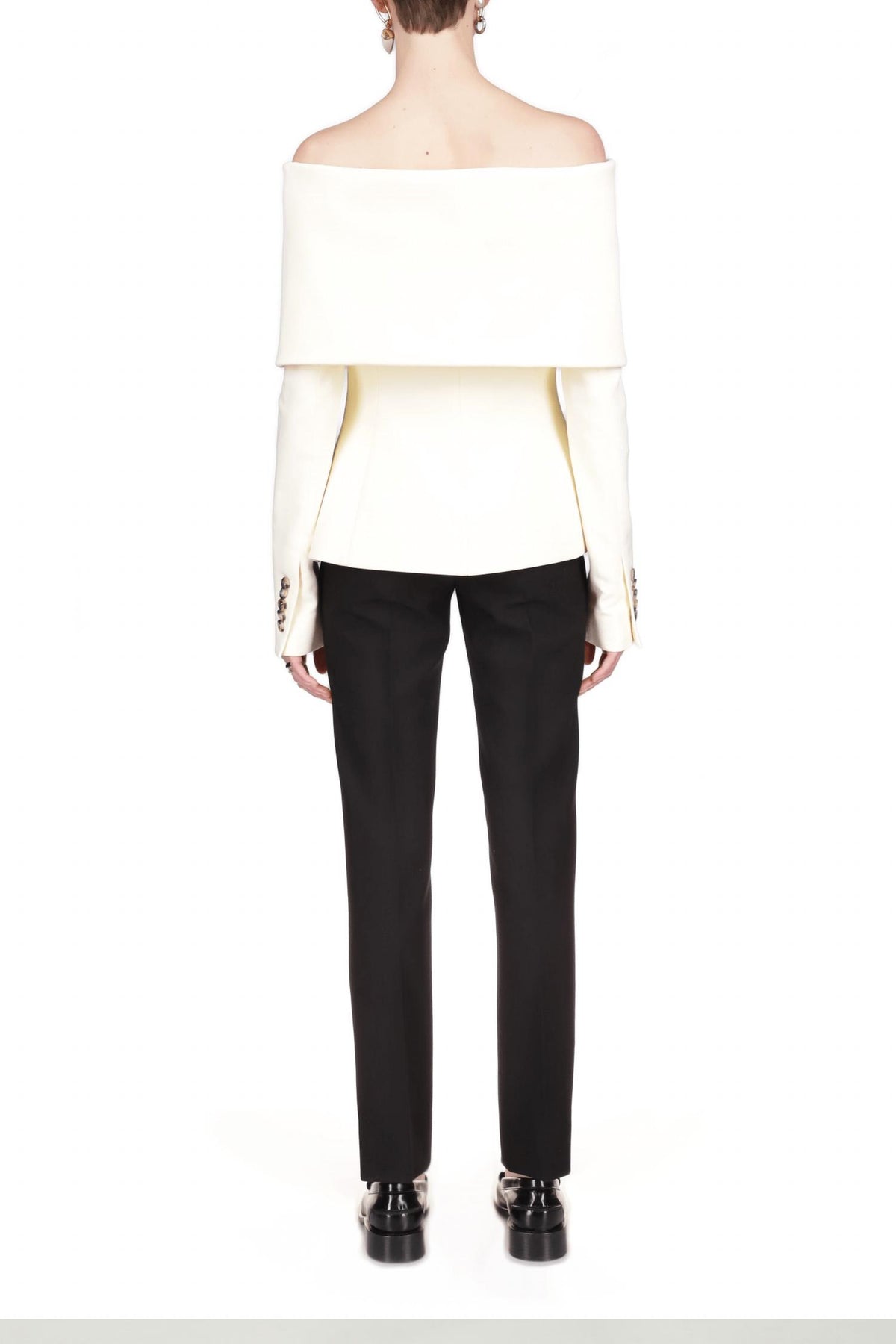 Marina Moscone - Foldover Shawl Off-the-shoulder Jacket