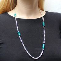 Marjorie Baer - Chain With Stacked Turquoise Beads Necklace - jewelry - necklaces - silver