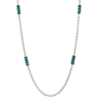 Marjorie Baer - Chain With Stacked Turquoise Beads Necklace - jewelry - necklaces - silver