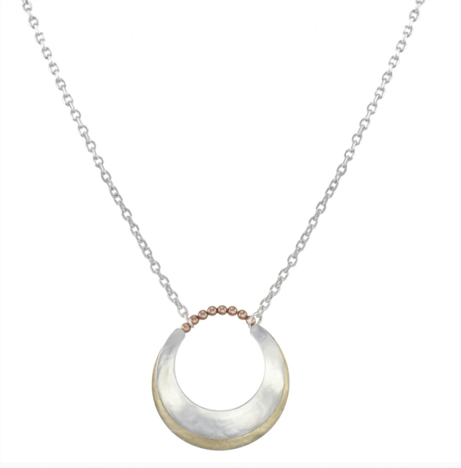 Marjorie Baer - Women's Large Crescents With Beads Necklace - jewelry - necklaces - silver