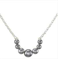 Marjorie Baer - Women's Semi Circle Arc Grey Cabochons On Chain Necklace - jewelry - necklaces - silver