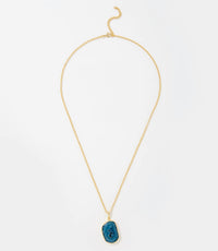 Marlyn Schiff - Women's Geode Pendant Necklace - blue - goldtone - jewelry