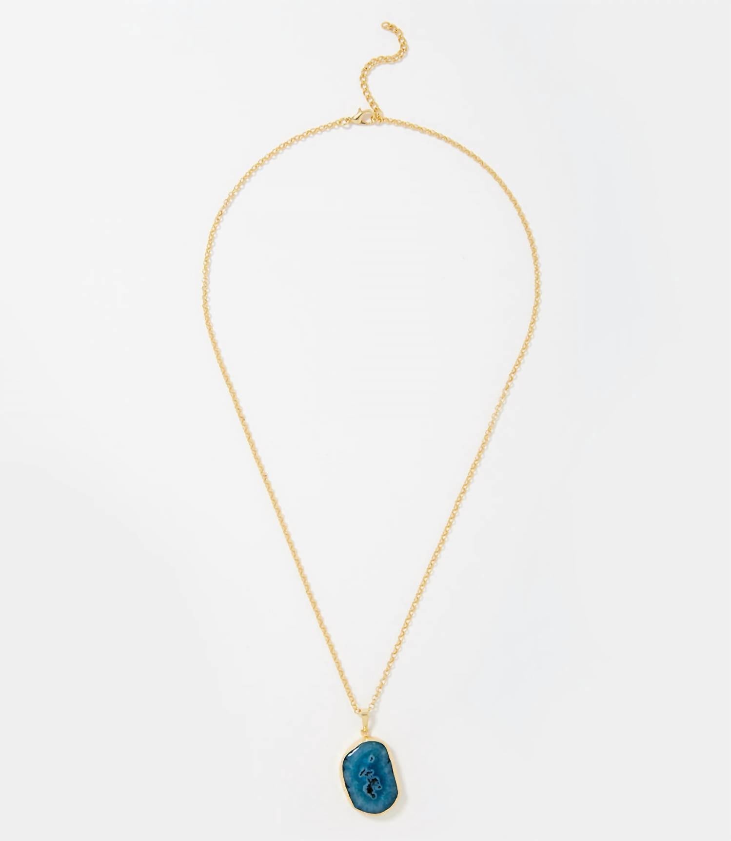 Marlyn Schiff - Women's Geode Pendant Necklace - blue - goldtone - jewelry
