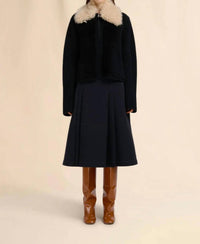 Marni - Wool Cardigan With Shearling Patches