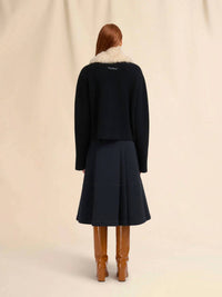Marni - Wool Cardigan With Shearling Patches