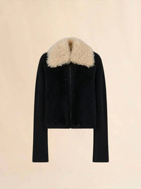 Marni - Wool Cardigan With Shearling Patches