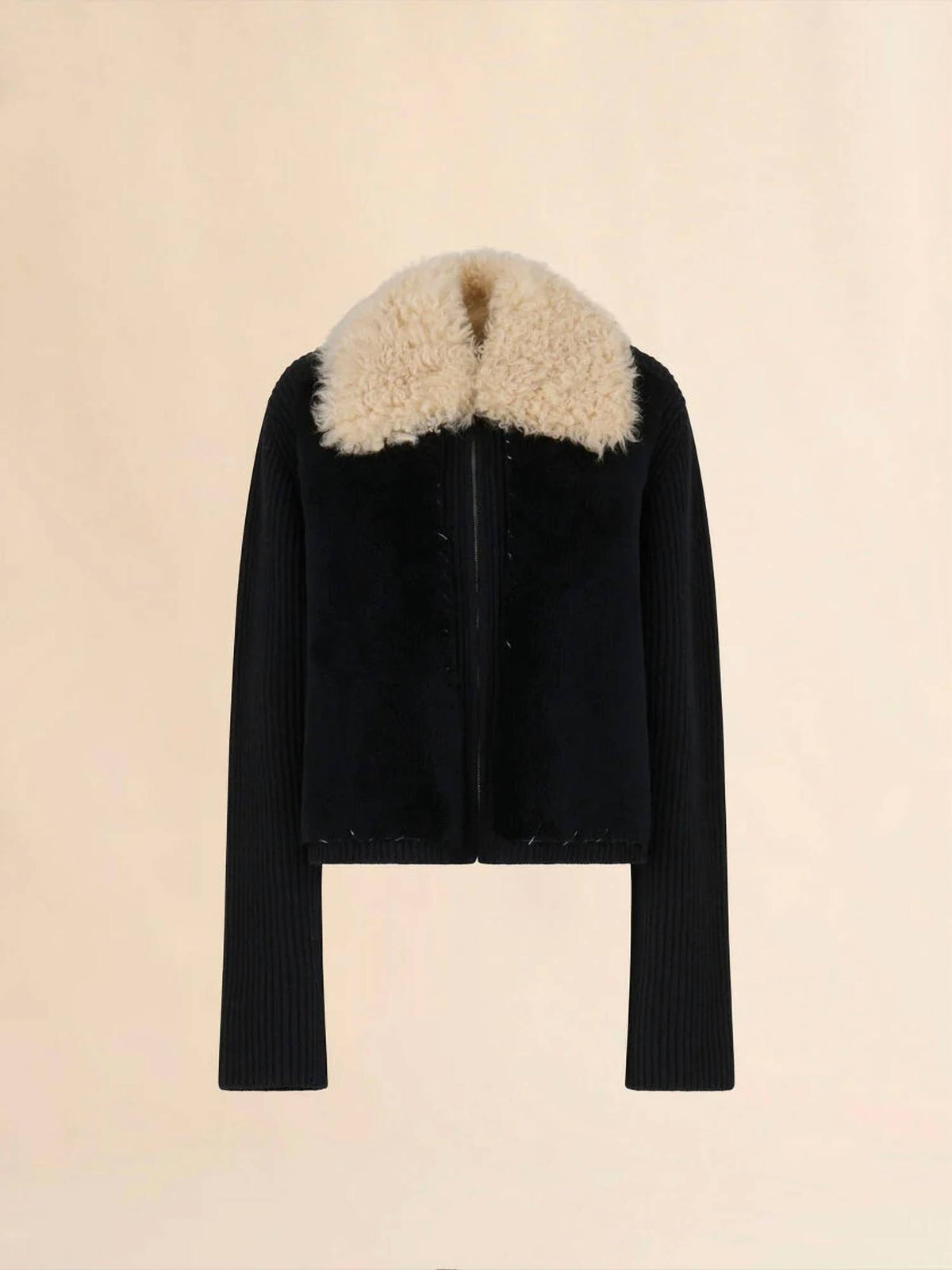 Marni - Wool Cardigan With Shearling Patches