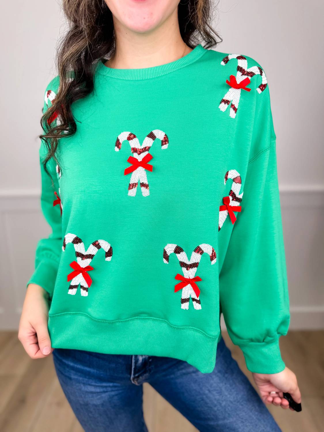 Mary Square - Candy Cane Pair Long Sleeve Graphic Top