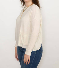 Ma'Ry'Ya - Boat Neck Boucle Pullover Sweater - clothing - cotton - crew