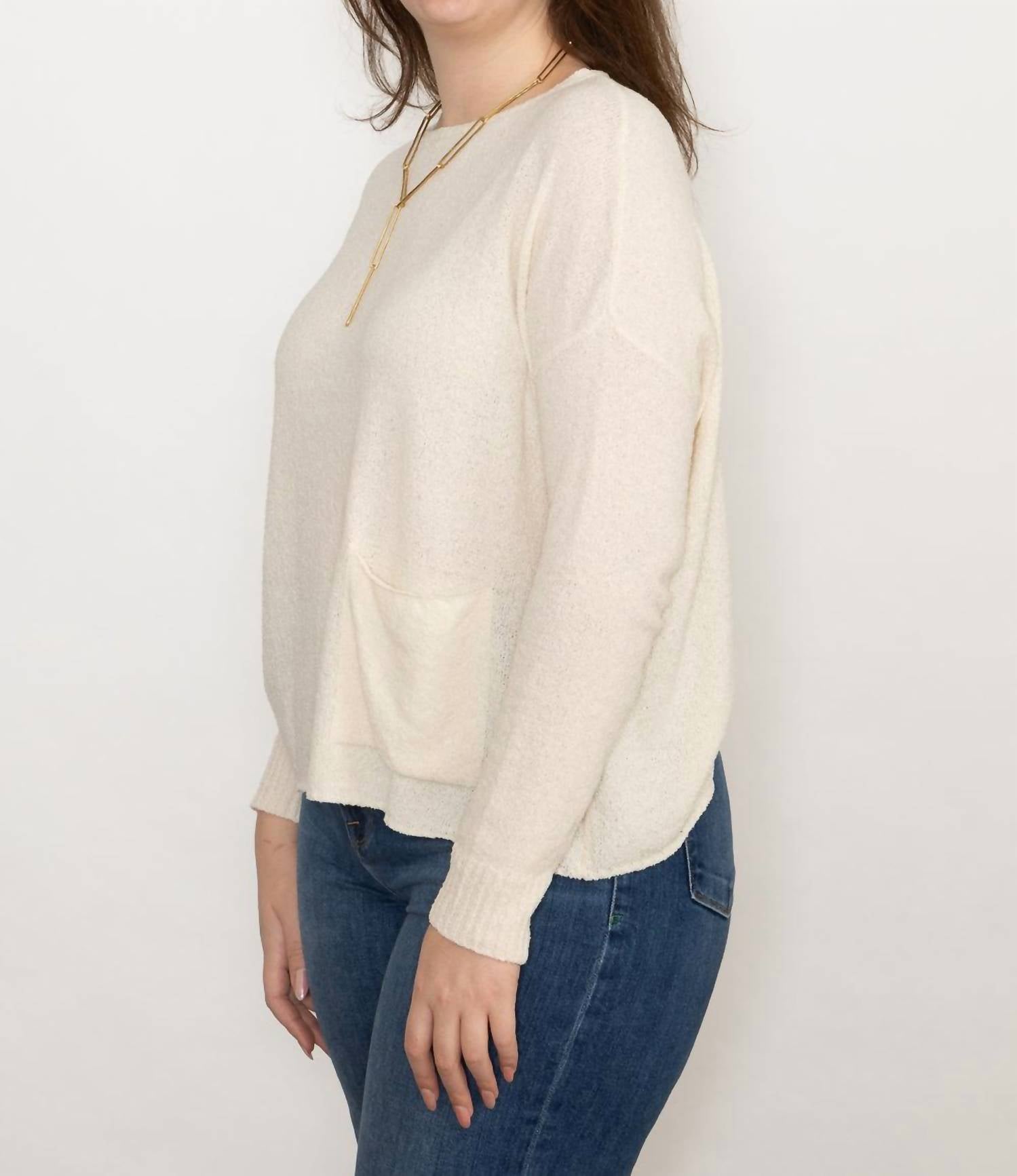 Ma'Ry'Ya - Boat Neck Boucle Pullover Sweater - clothing - cotton - crew