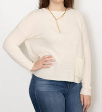 Ma'Ry'Ya - Boat Neck Boucle Pullover Sweater - clothing - cotton - crew