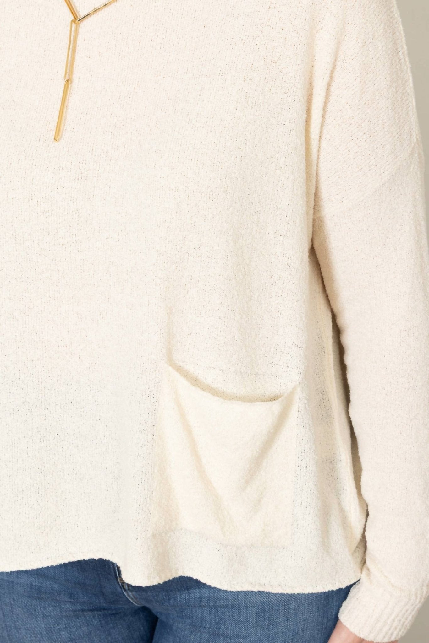 Ma'Ry'Ya - Boat Neck Boucle Pullover Sweater - clothing - cotton - crew
