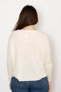 Ma'Ry'Ya - Boat Neck Boucle Pullover Sweater - clothing - cotton - crew