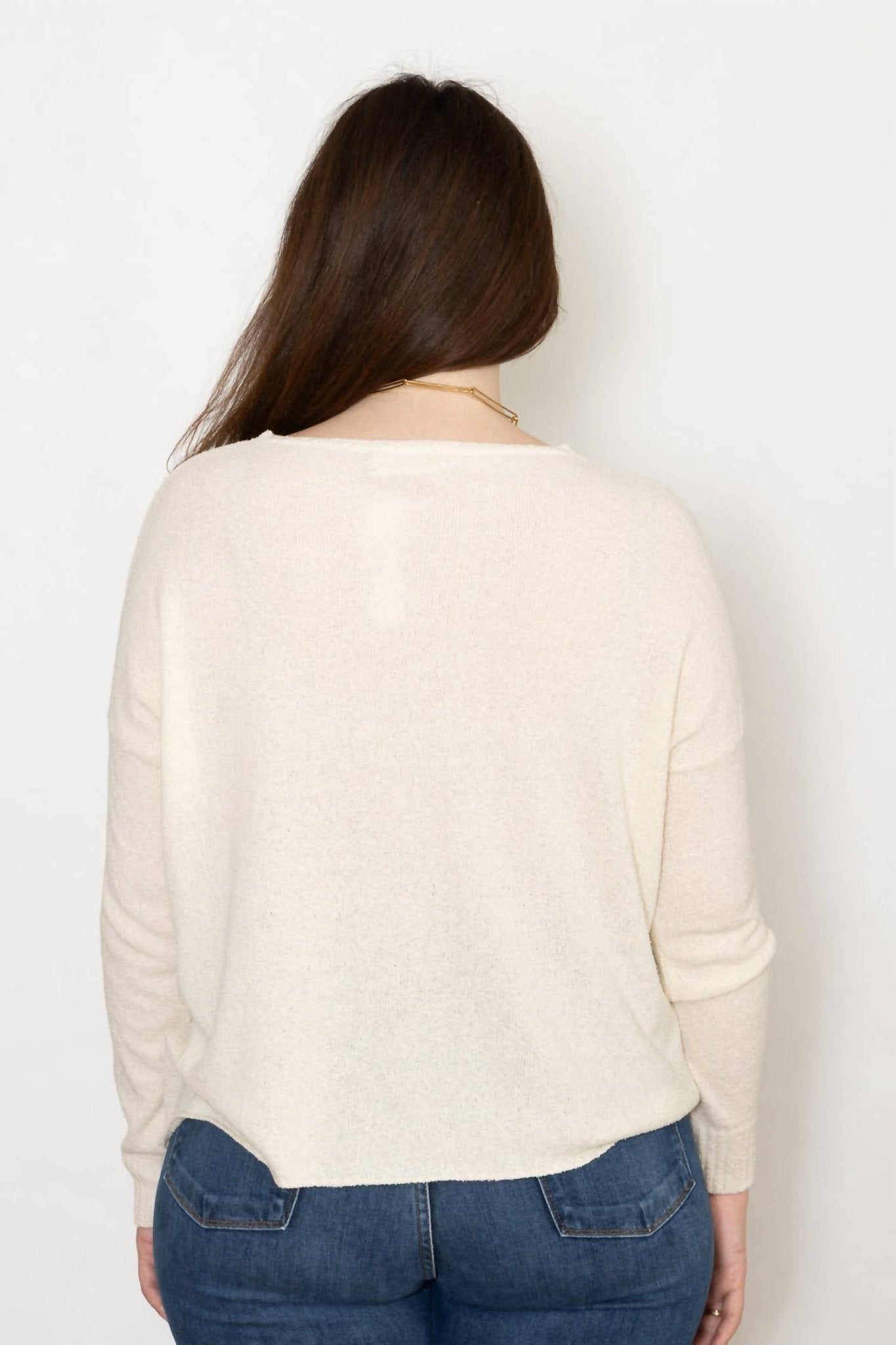 Ma'Ry'Ya - Boat Neck Boucle Pullover Sweater - clothing - cotton - crew