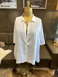 Mat Fashion - Women's Short Sleeve Button Down Collar Shirt - button - down - shirts - clothing - shirts
