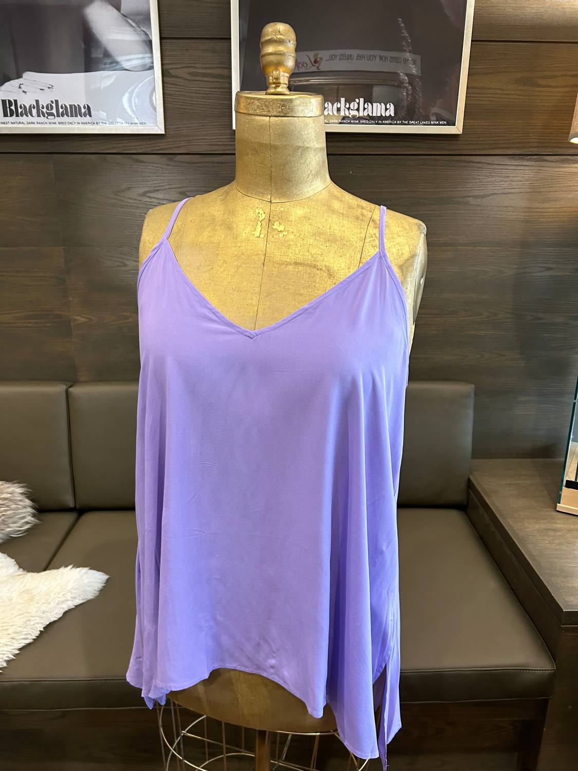 Mat Fashion - Women's V - neck Solid Cami Top - camisoles - clothing - purple