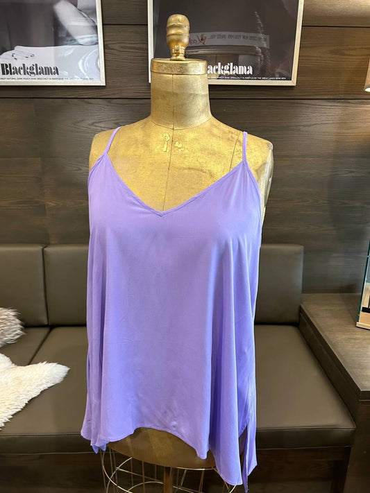 Mat Fashion - Women's V - neck Solid Cami Top - camisoles - clothing - purple