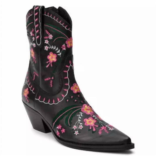 Matisse - Women's Amber Embroidered Western Boot - ankle - boots - black - booties